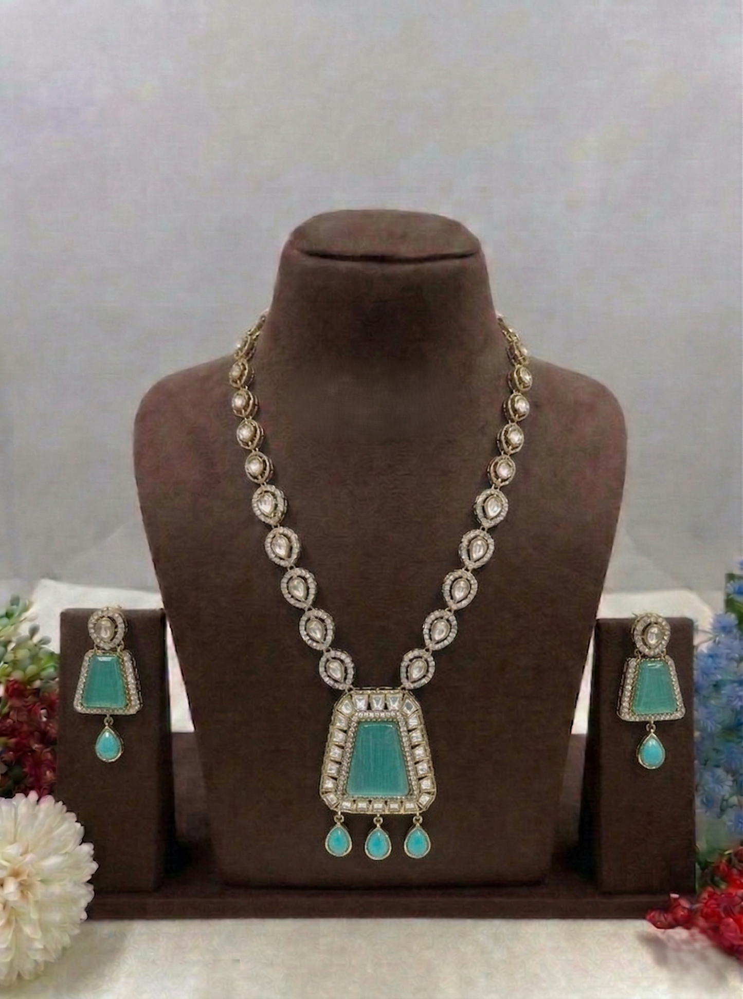 Reena Mina Kari Moissanite Kundan Necklace