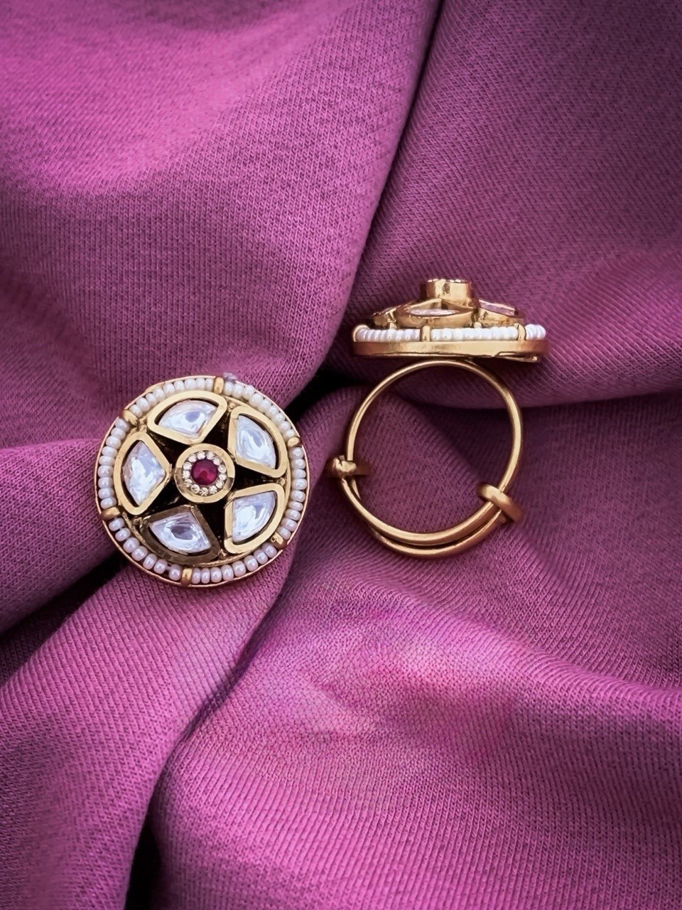 Ruhana Moissanite Kundan Fingering