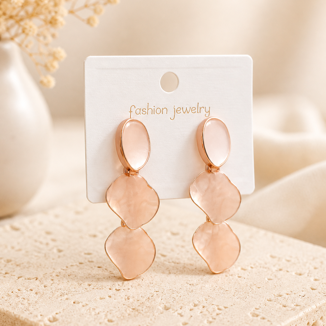Monstera Deliciosa Textured Gold Earrings – Abstract Tropical Leaf Statement Drop Earrings