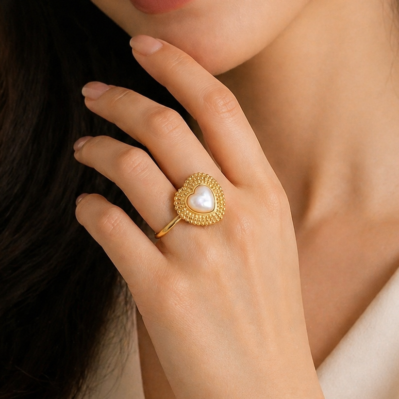 Gold Double Leaf Wrap Ring – Textured Botanical Adjustable Statement Ring