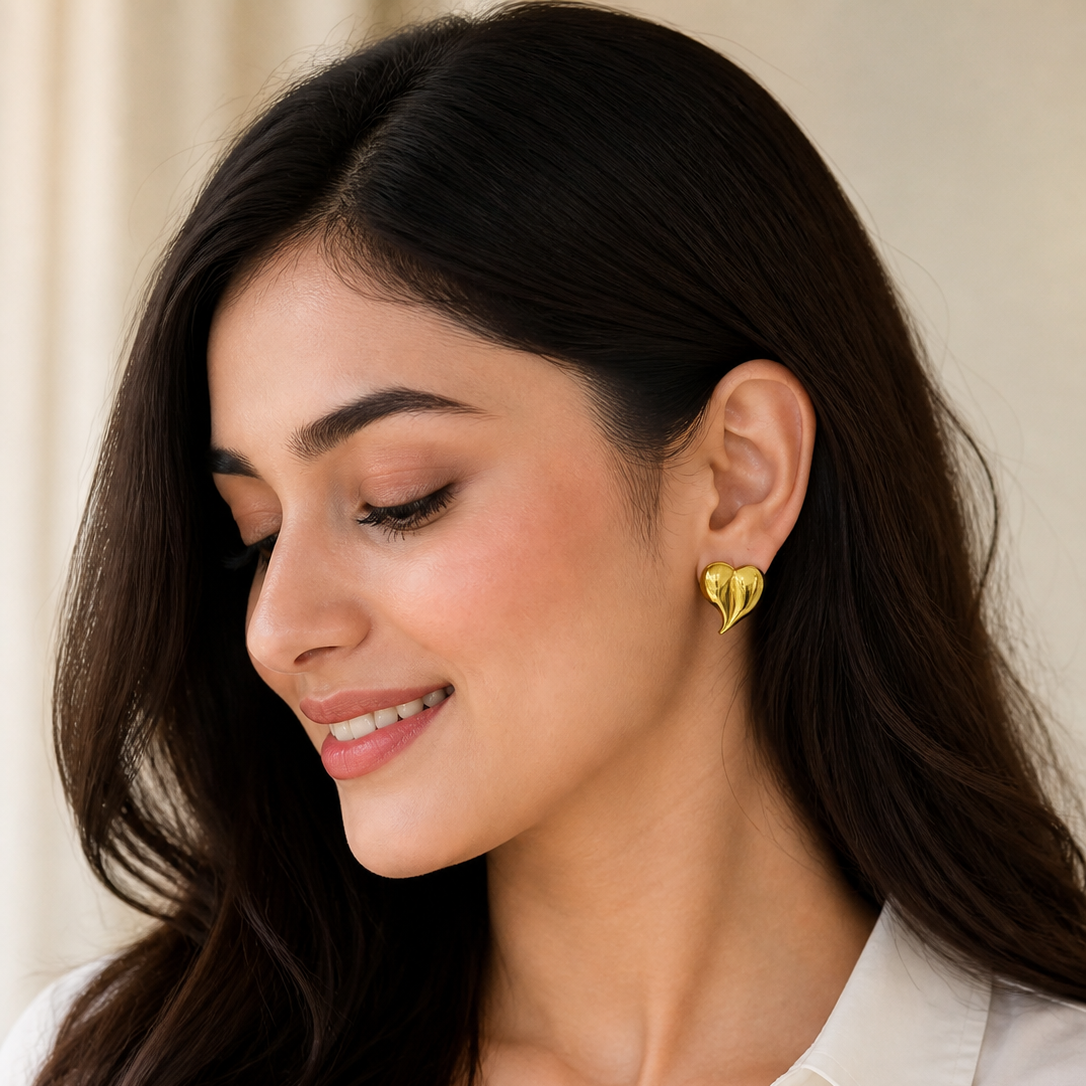 Luxury Gold Heart Shape Stainless Steel Earrings for Women