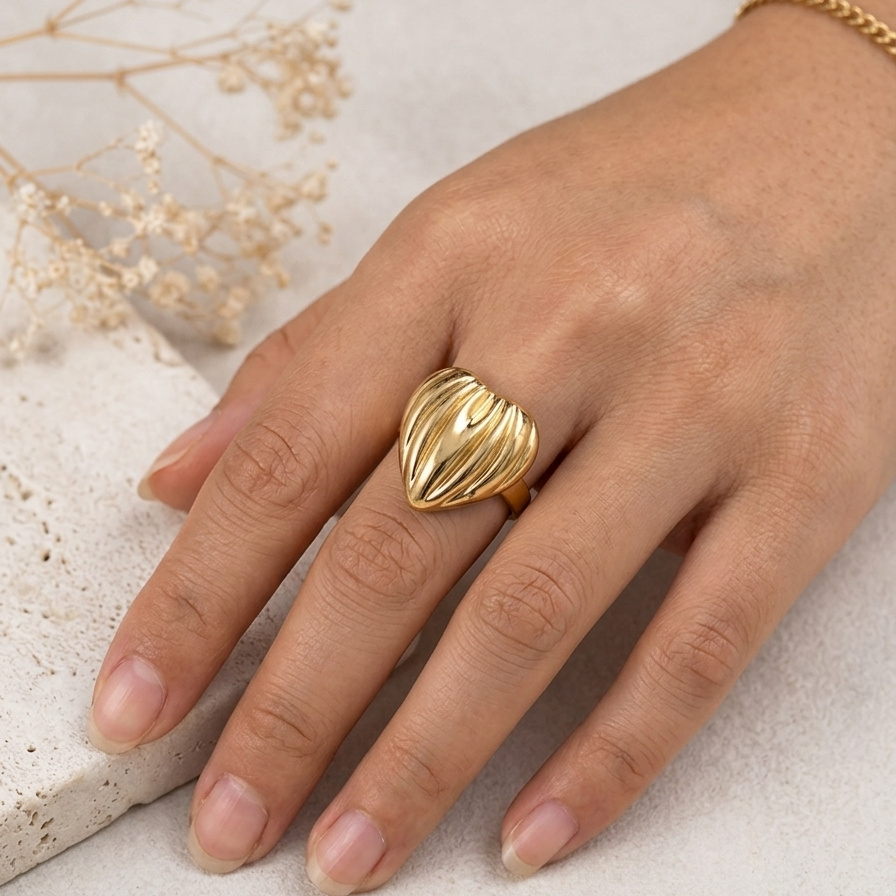 old Molten Heart Statement Ring | Romantic Sculptural Jewellery for Dates & Gifting