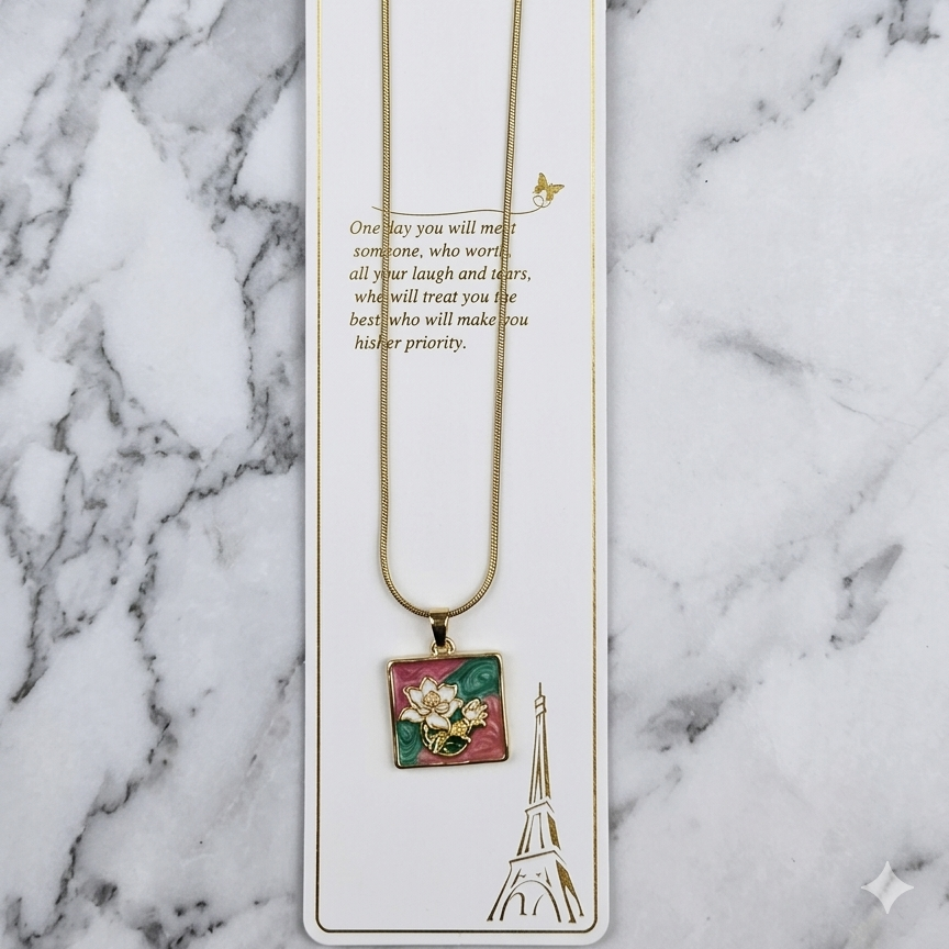 Oasis Textured Gold Pendant – Abstract Palm Tree Medallion Necklace