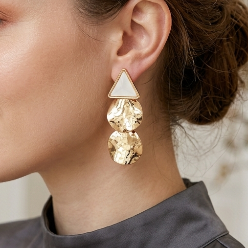 Monstera Deliciosa Textured Gold Earrings – Abstract Tropical Leaf Statement Drop Earrings