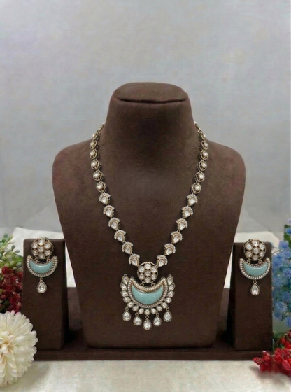 Zarira Sparkle Moissanite Kundan Delicate Necklace Set