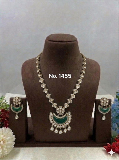 Zarira Sparkle Moissanite Kundan Delicate Necklace Set