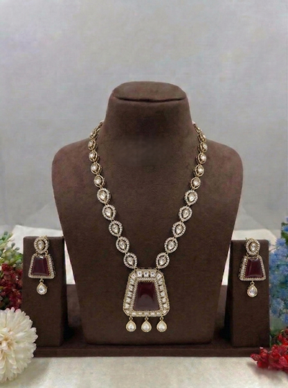 Reena Mina Kari Moissanite Kundan Necklace