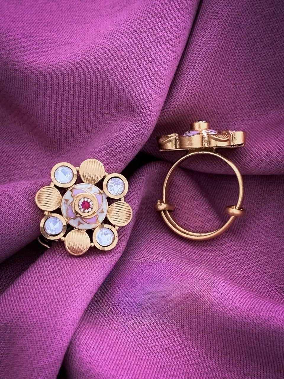 Nayra Moissanite Kundan Ring