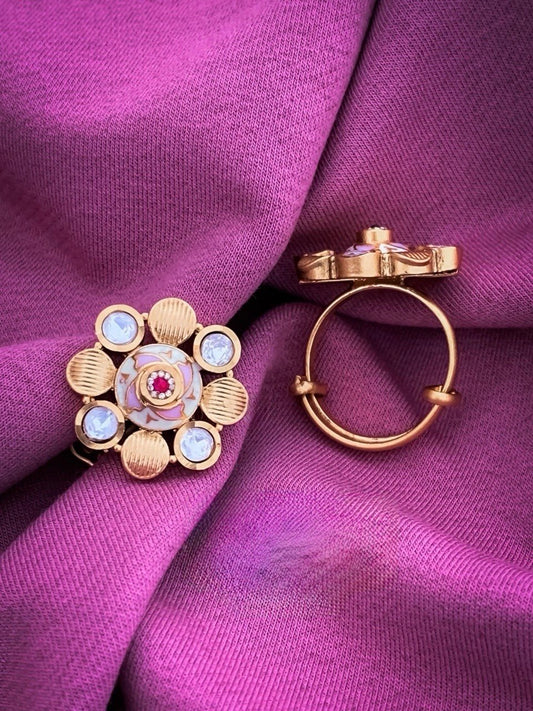 Nayra Moissanite Kundan Ring