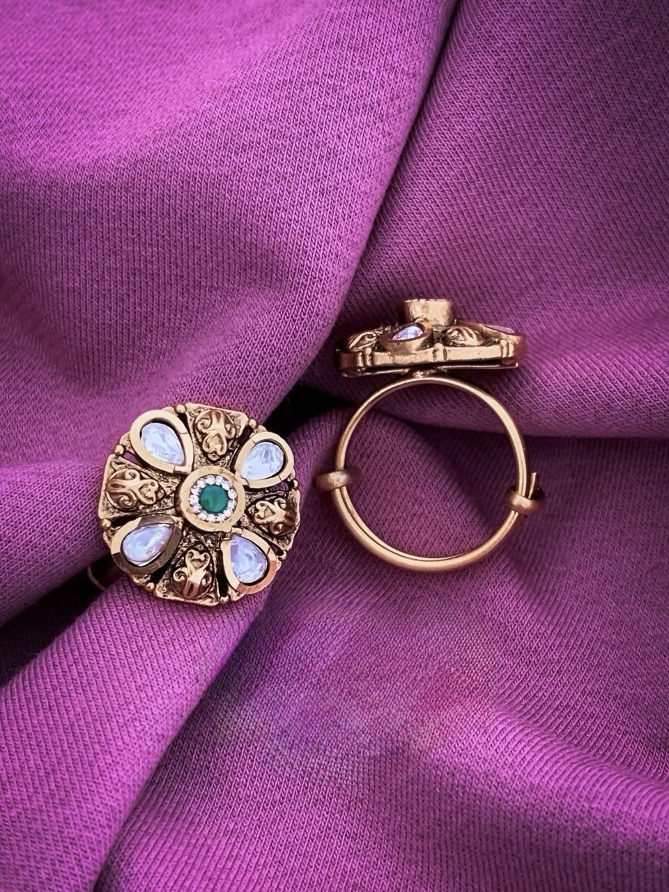 Vija Premium Moissanite Kundan Fingering