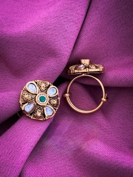 Vija Premium Moissanite Kundan Fingering