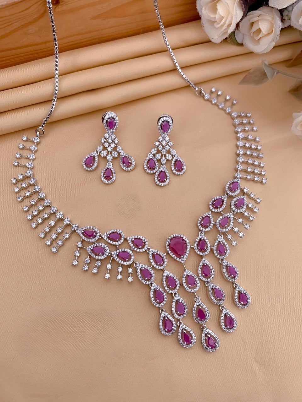 Sahira Premium Drop American Diamond Necklace