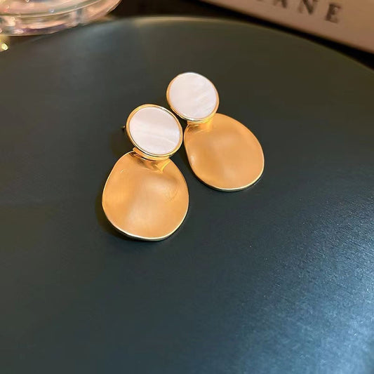 Beaten Matte Finish White 18K Gold Copper Dangling Drop Earring Bulk