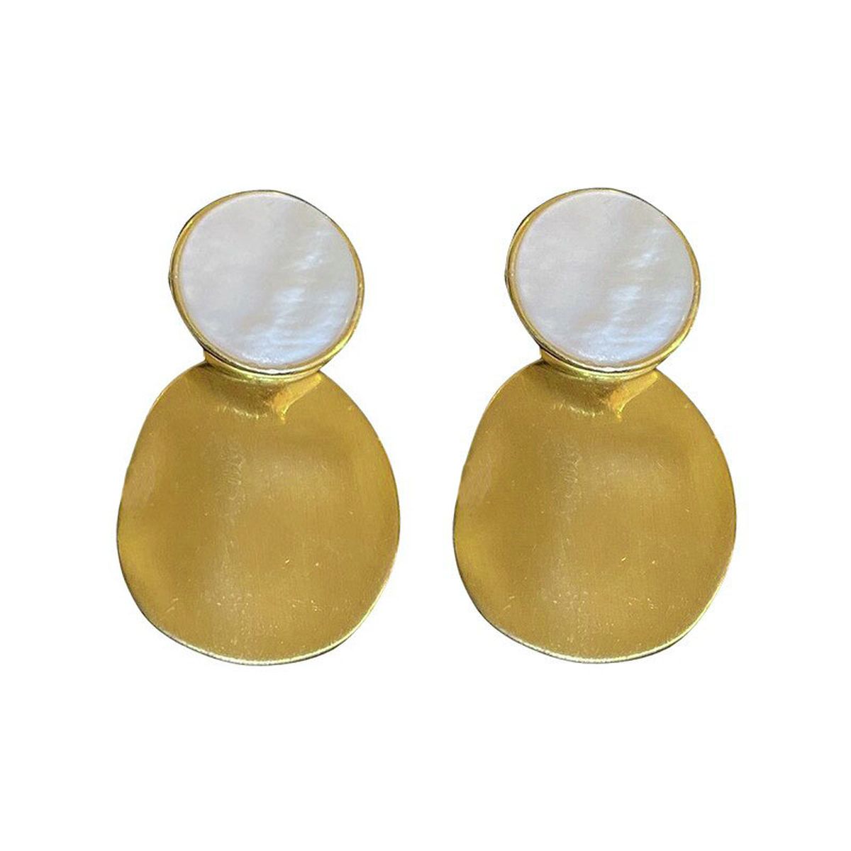 Beaten Matte Finish White 18K Gold Copper Dangling Drop Earring Bulk