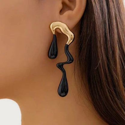Long Drop White 18K Gold Enamel Stainless Steel Dangler Earring Bulk