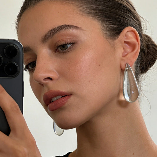 Minimalist Teardrop Transparent Silver Plated Crystal Drop Earrings Bulk