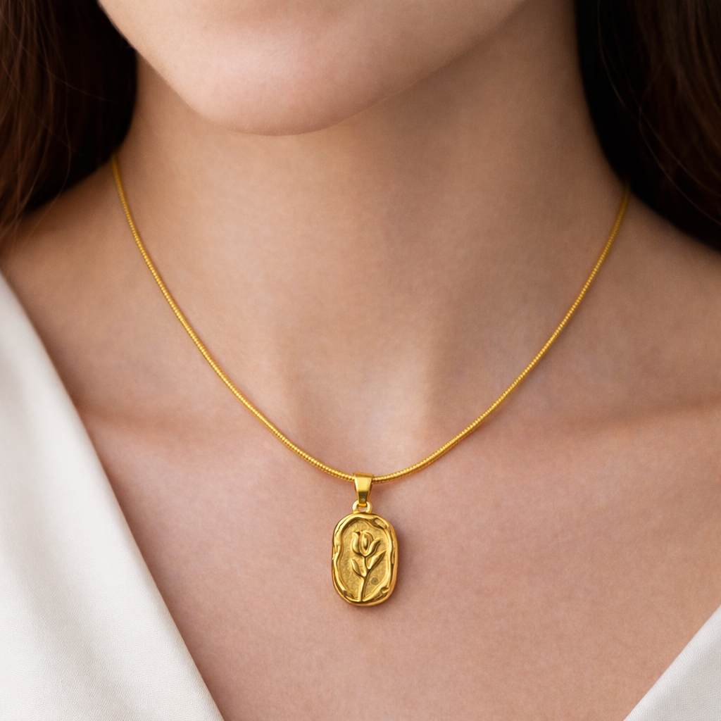 Ganesha Textured Gold Pendant – Abstract Elephant Talisman Necklace