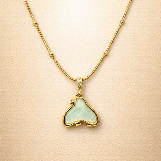 Lyra Textured Gold Rectangular Pendant – Mint Green & Emerald Statement Necklace