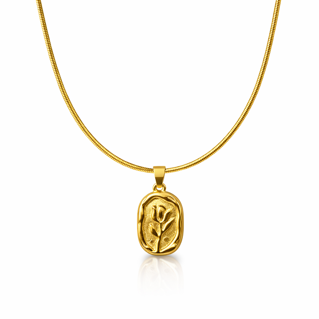 Ganesha Textured Gold Pendant – Abstract Elephant Talisman Necklace