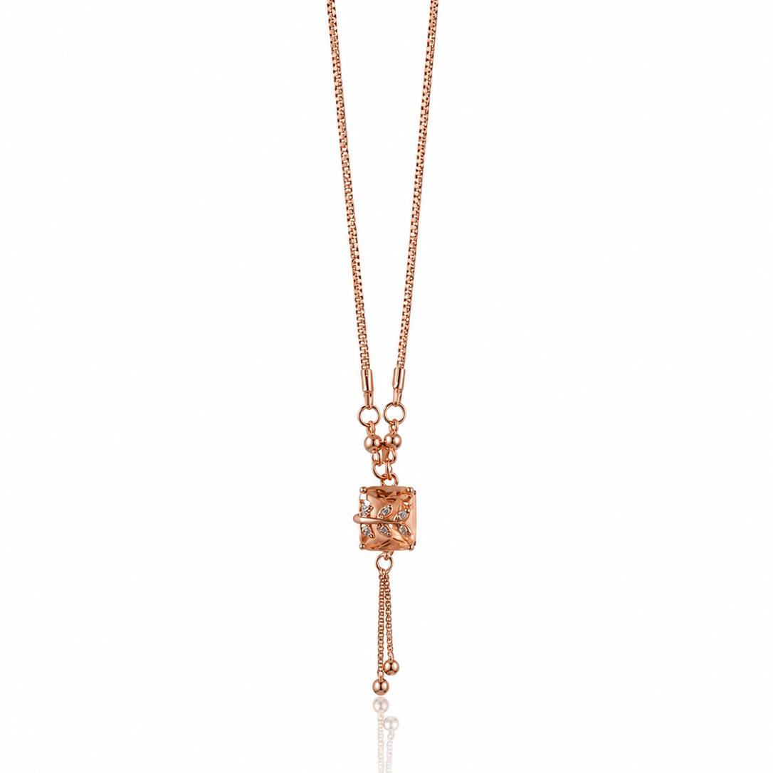 Rose Gold Crystal Pendant Necklace for Women (Elegant Daily Wear)