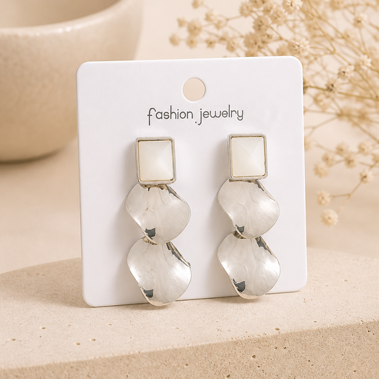 Monstera Deliciosa Textured Gold Earrings – Abstract Tropical Leaf Statement Drop Earrings
