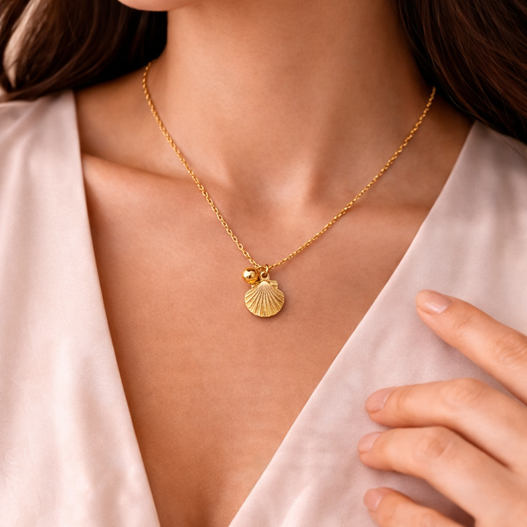 Matis Textured Gold Pendant – Abstract Evil Eye Talisman Necklace