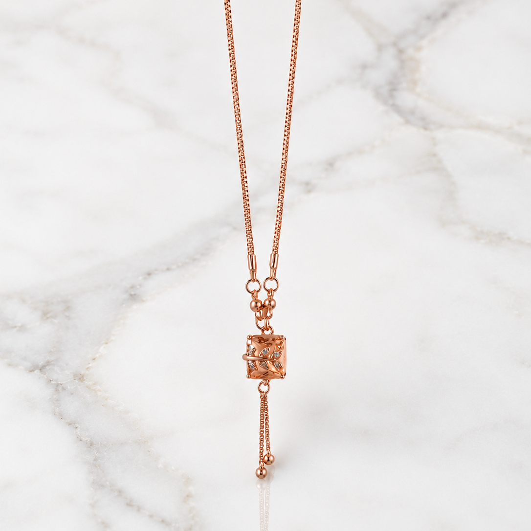 Rose Gold Crystal Pendant Necklace for Women (Elegant Daily Wear)