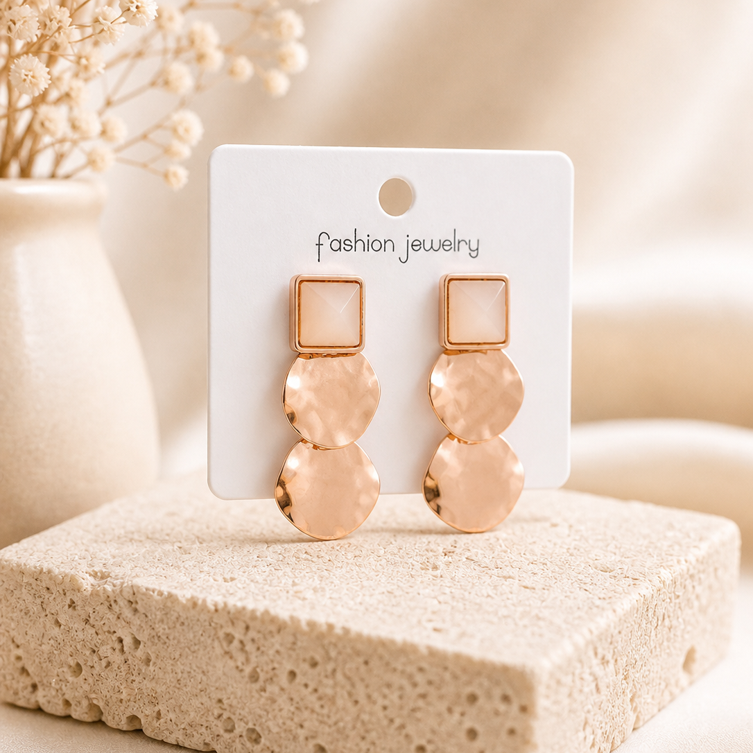 Monstera Deliciosa Textured Gold Earrings – Abstract Tropical Leaf Statement Drop Earrings
