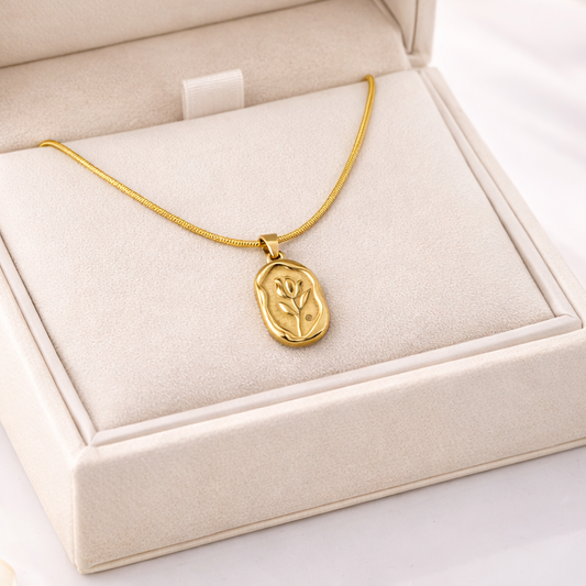 Ganesha Textured Gold Pendant – Abstract Elephant Talisman Necklace