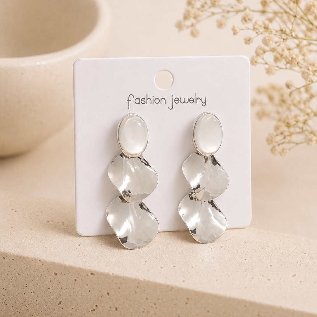 Monstera Deliciosa Textured Gold Earrings – Abstract Tropical Leaf Statement Drop Earrings