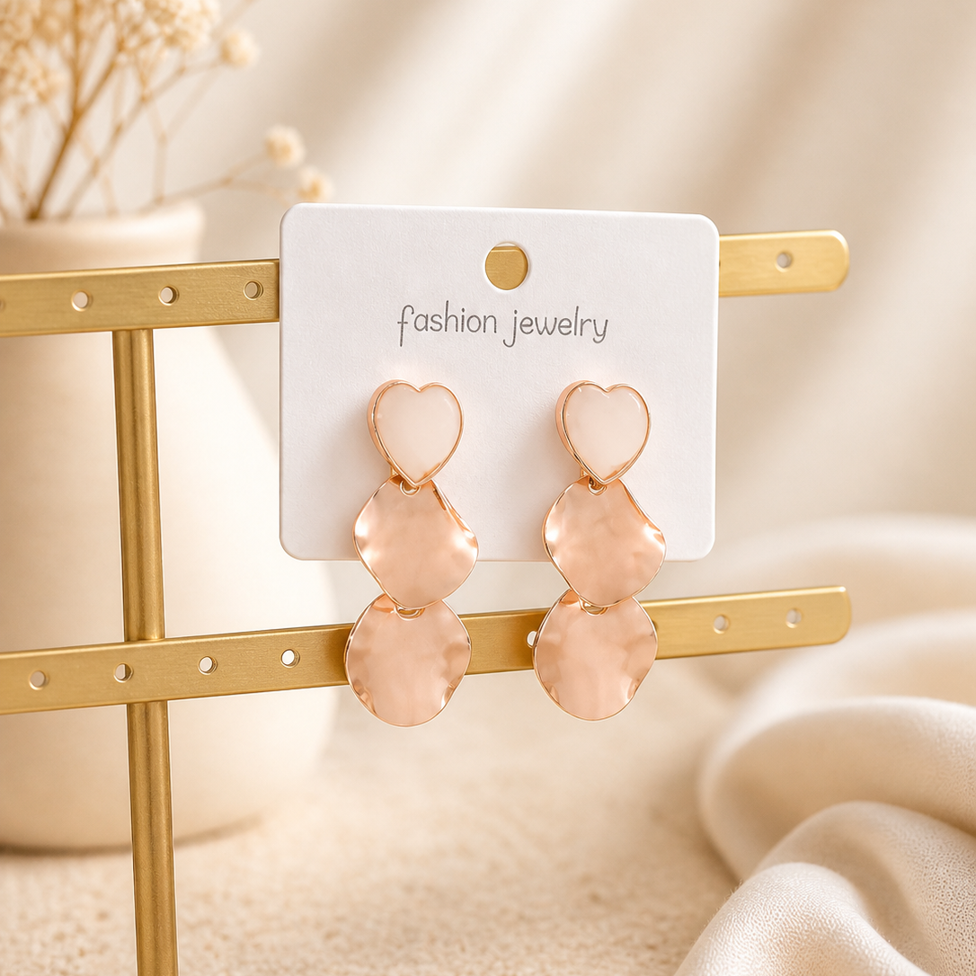 Monstera Deliciosa Textured Gold Earrings – Abstract Tropical Leaf Statement Drop Earrings