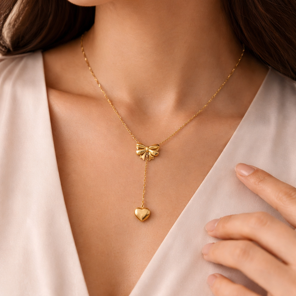 Amara Textured Gold Pendant – Abstract Radiant Heart Statement Necklace