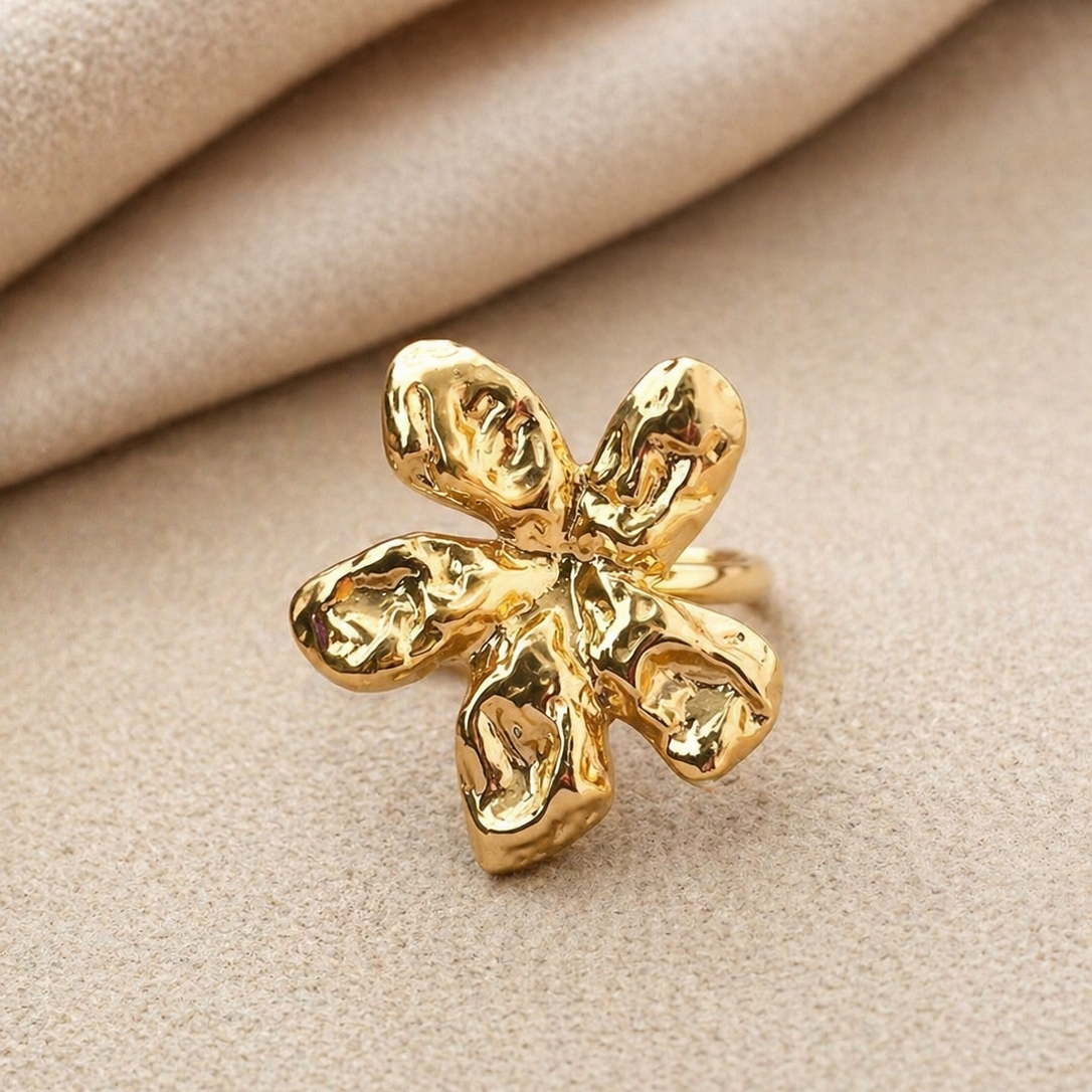 Gold Molten Lava Statement Ring | Modern Sculptural Jewellery for Parties & Gifting