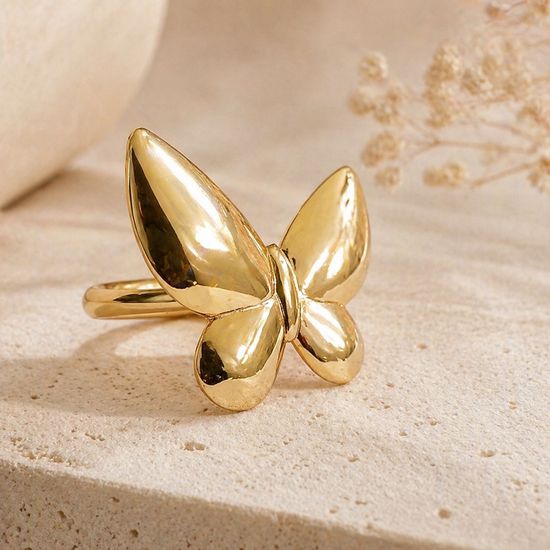 The Monarch Butterfly Ring - Gold Mirror Finish Statement Piece