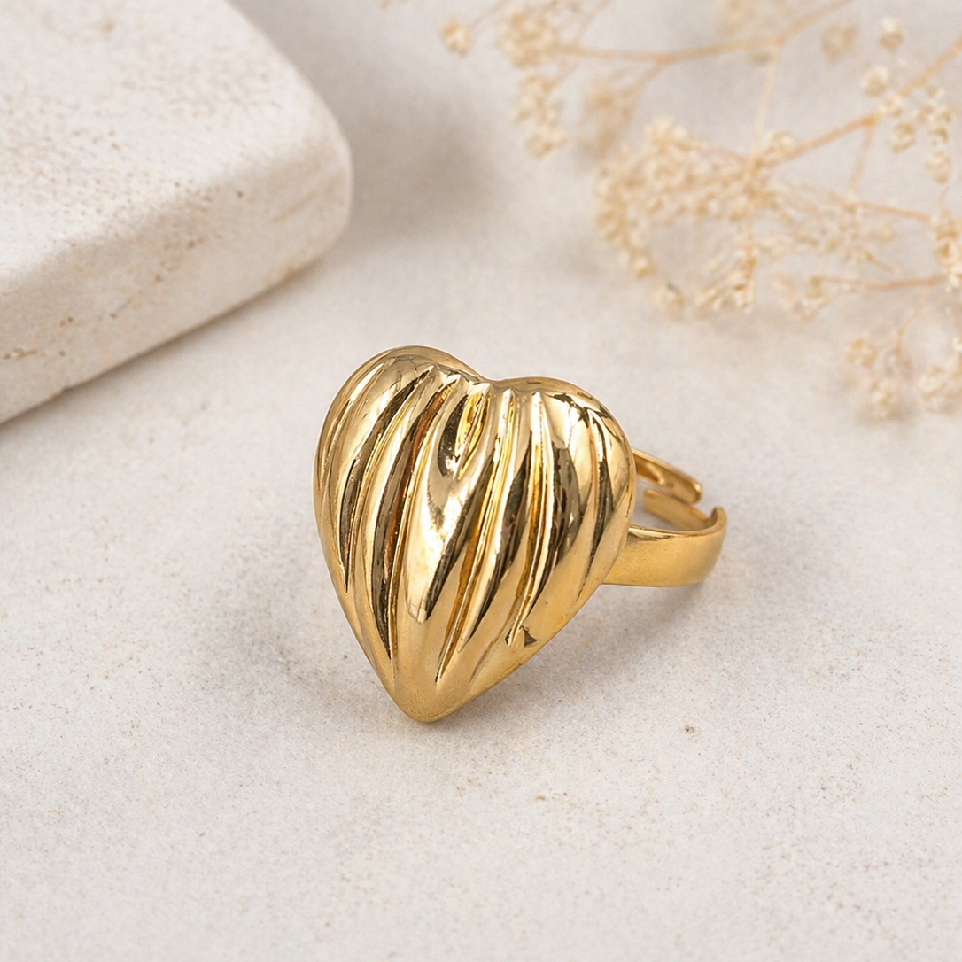 old Molten Heart Statement Ring | Romantic Sculptural Jewellery for Dates & Gifting