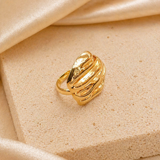 Gold Lava Drip Adjustable Ring | Modern Sculptural Statement Jewellery for Parties