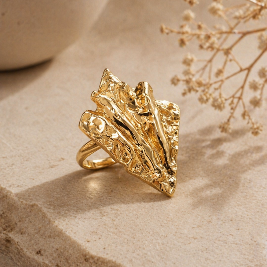 Gold Lava Drip Statement Ring | Modern Abstract Sculptural Jewellery for Parties & Gifting