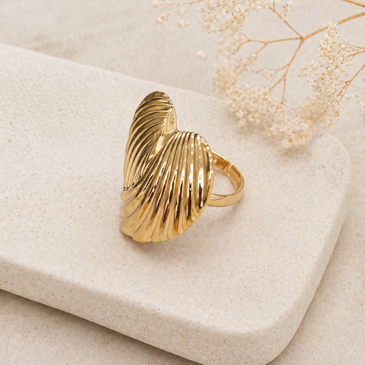 Luxury Gold Shell Adjustable Ring for Women