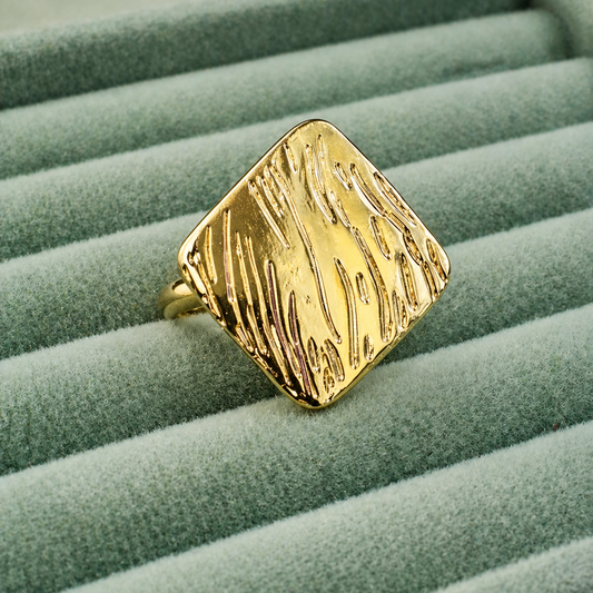Gold Molten Teardrop Statement Ring | Abstract Sculptural Jewellery for Parties & Gifting
