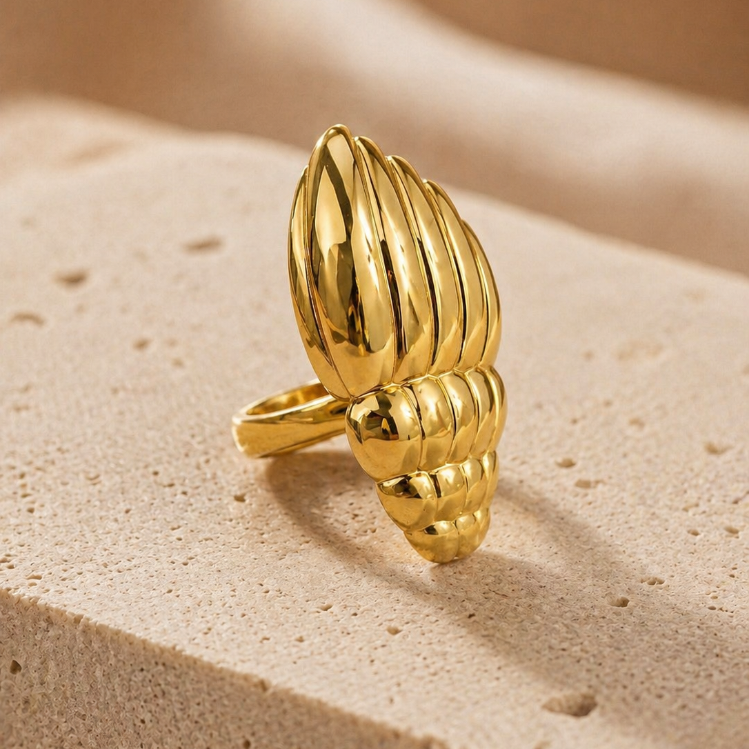 Luxury Gold Seashell Adjustable Ring for Women